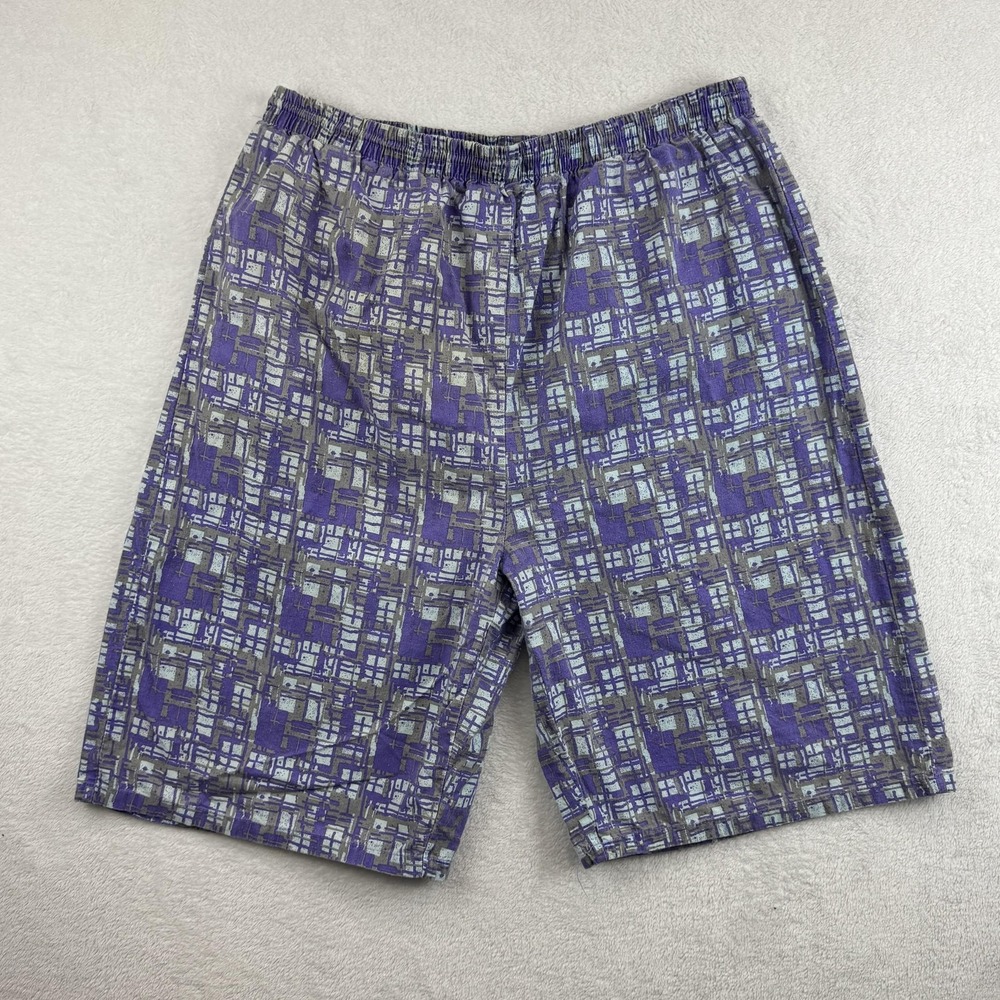 Vintage Banana Jack Shorts Mens Large Purple Abstract Geometric Swim Trunks‎ 90s